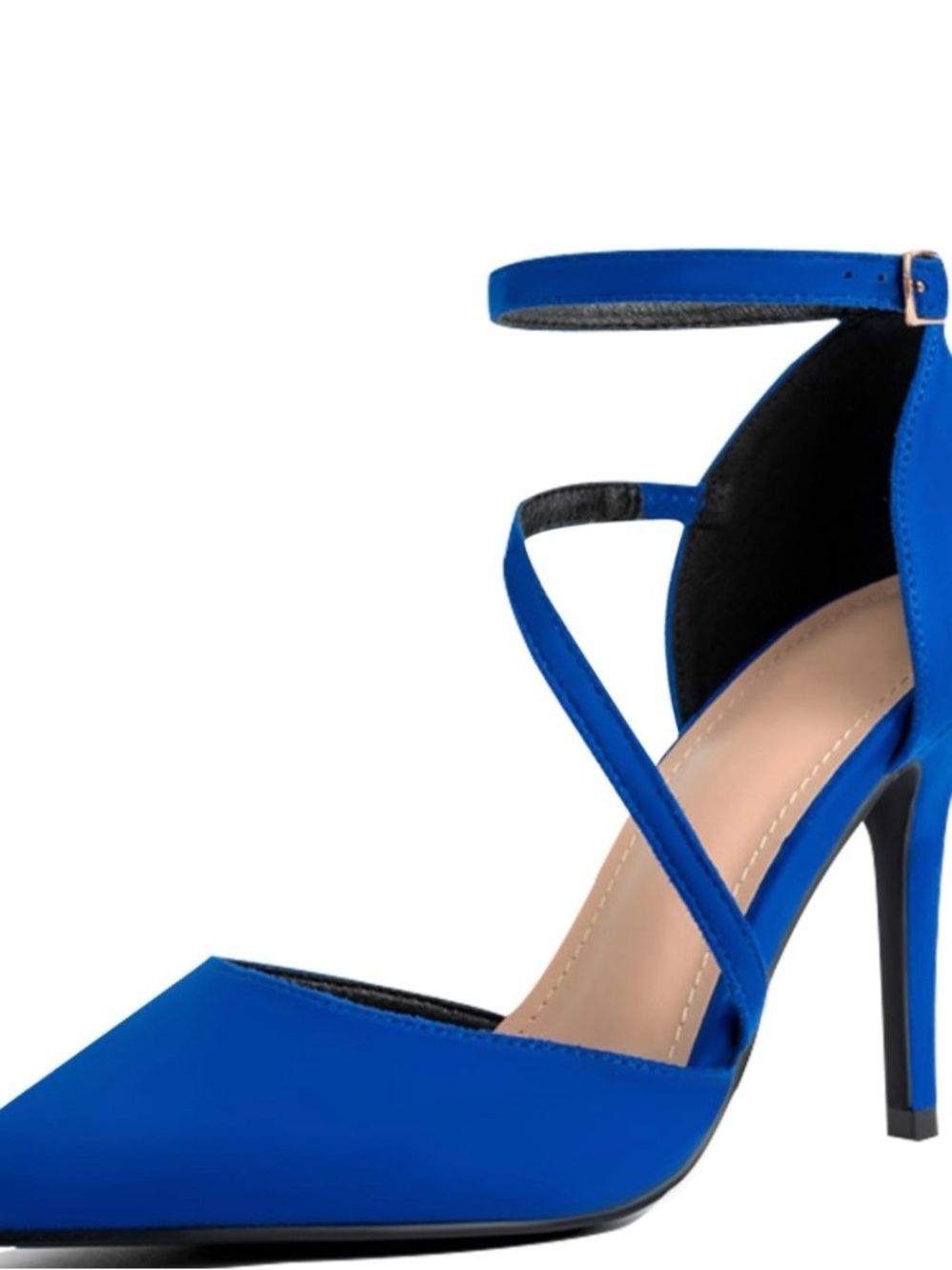 SICARE Women's High Heels Pumps Closed Pointed Toe Cross Strap D'Orsay Pumps - Picture 4 of 5